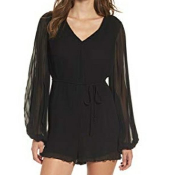 ASTR the Label Pants - ASTR Black Long Sleeve Romper Medium NWT